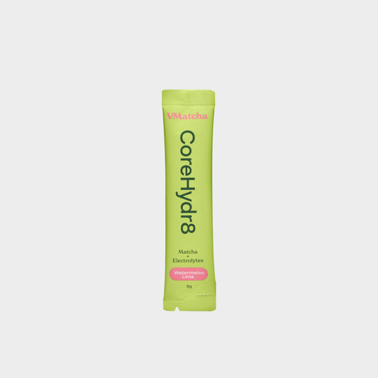 VMATCHA CoreHydr8 Ceremonial Grade Matcha + Electrolytes Watermelon Lime 30 Sachets Hydration Natural Energy Vitamin C Zinc Low Sugar - Beverage, Coconut